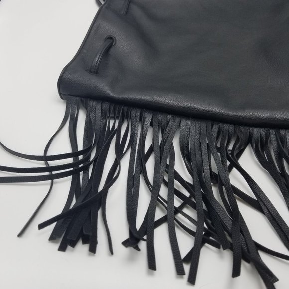 Victoria Secret Black Fringe Backpack Purse - Picture 5 of 6